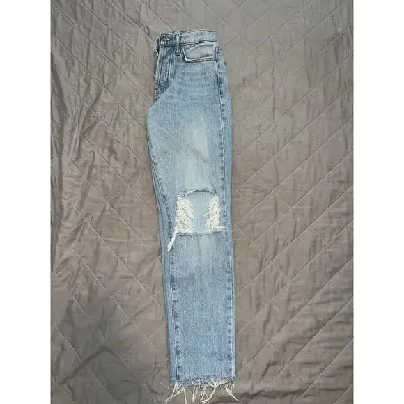BDG Urban Outfitters Slim Straight Jeans, Sz 24, Raw Edge Hem, Button Fly - Picture 3 of 4